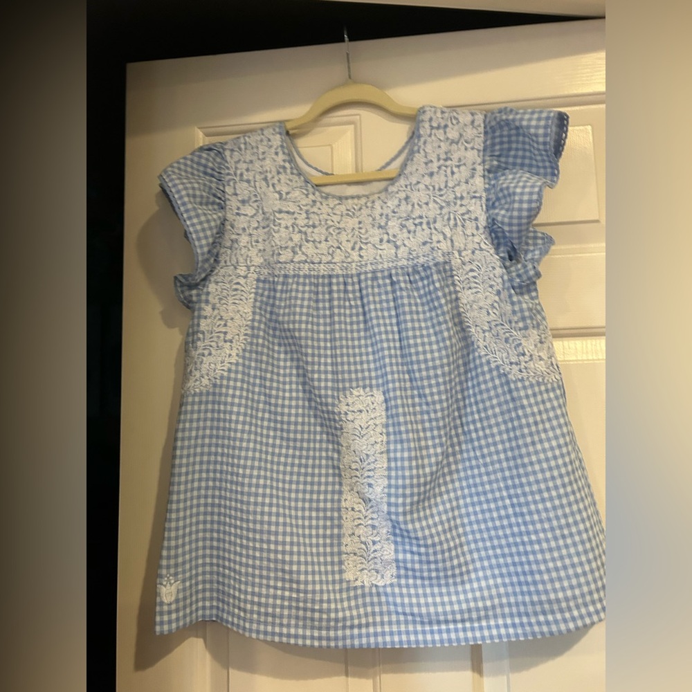 J. Marie Blue and White Gingham Top